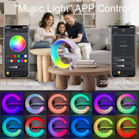 LED Table Lamp with Wireless Charger, Mini G Atmosphere Lamp with Bluetooth Speaker, Night Light Lamp Sunrise Alarm Clock, Smart Light Sound Machine for Bedroom【Mini Size 𝐆𝟔】 - 7DAY'S