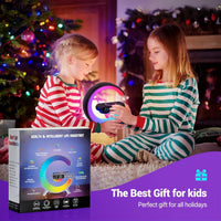 LED Table Lamp with Wireless Charger, Mini G Atmosphere Lamp with Bluetooth Speaker, Night Light Lamp Sunrise Alarm Clock, Smart Light Sound Machine for Bedroom【Mini Size 𝐆𝟔】 - 7DAY'S