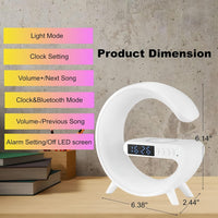 LED Table Lamp with Wireless Charger, Mini G Atmosphere Lamp with Bluetooth Speaker, Night Light Lamp Sunrise Alarm Clock, Smart Light Sound Machine for Bedroom【Mini Size 𝐆𝟔】 - 7DAY'S