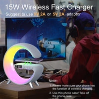 LED Table Lamp with Wireless Charger, Mini G Atmosphere Lamp with Bluetooth Speaker, Night Light Lamp Sunrise Alarm Clock, Smart Light Sound Machine for Bedroom【Mini Size 𝐆𝟔】 - 7DAY'S