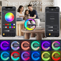LED Table Lamp with Wireless Charger, Mini G Atmosphere Lamp with Bluetooth Speaker, Night Light Lamp Sunrise Alarm Clock, Smart Light Sound Machine for Bedroom【Mini Size 𝐆𝟔】 - 7DAY'S