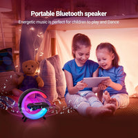 LED Table Lamp with Wireless Charger, Mini G Atmosphere Lamp with Bluetooth Speaker, Night Light Lamp Sunrise Alarm Clock, Smart Light Sound Machine for Bedroom【Mini Size 𝐆𝟔】 - 7DAY'S
