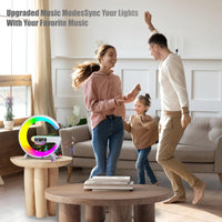 LED Table Lamp with Wireless Charger, Mini G Atmosphere Lamp with Bluetooth Speaker, Night Light Lamp Sunrise Alarm Clock, Smart Light Sound Machine for Bedroom【Mini Size 𝐆𝟔】 - 7DAY'S