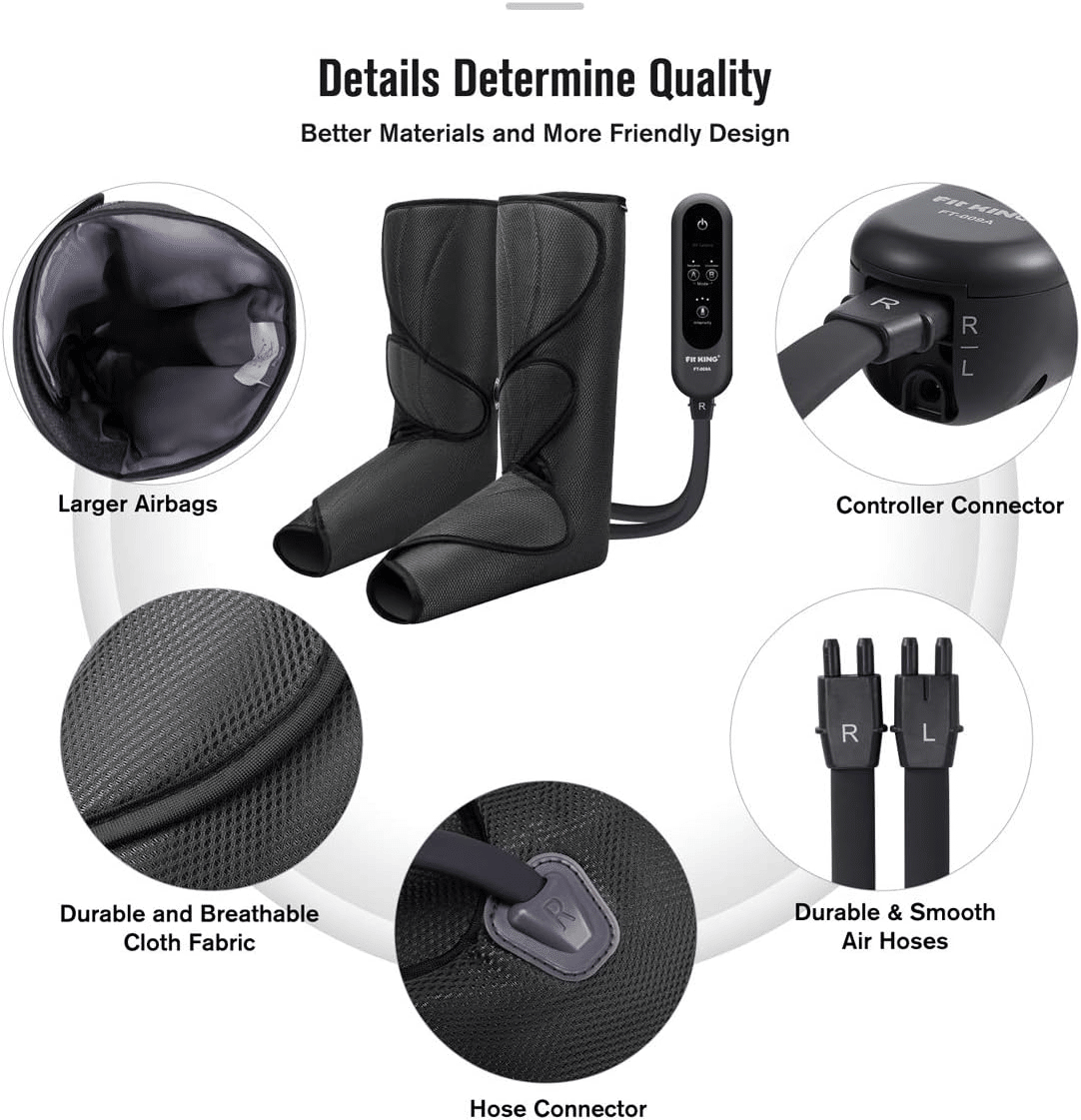 Leg Air Massager for Circulation and Relaxation Foot and Calf Massage with Handheld Controller 3 Intensities 2 Modes (with 2 Extensions) - FSA HSA Eligible - 7DAY'S
