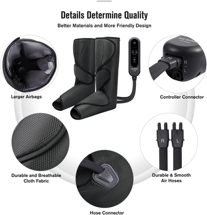 Leg Air Massager for Circulation and Relaxation Foot and Calf Massage with Handheld Controller 3 Intensities 2 Modes (with 2 Extensions) - FSA HSA Eligible - 7DAY'S