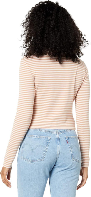 Levi's Women's Pink Striped Long Sleeve Turtleneck T-Shirt - 7DAY'S