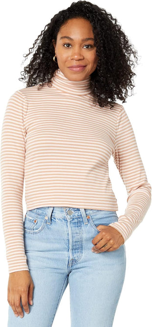 Levi's Women's Pink Striped Long Sleeve Turtleneck T-Shirt