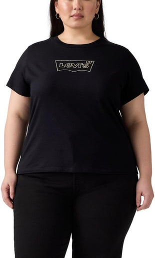 Levi's Women's Size Perfect Crewneck Tee Shirt (Also Available in Plus), (New) Batwing Shine Anthracite