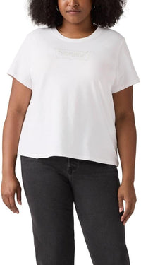 Levi's Women's Size Perfect Crewneck Tee Shirt (Also Available in Plus), (New) Batwing Shine Bright White - 7DAY'S