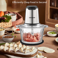 Liebe&Lecker Food Processor, Meat Grinder with 2 Bowls 8 Cup and 8 Cup, Food Chopper Electric Vegetable Chopper with 4 Large Sharp Blades for Fruits, Meat, Vegetables, Baby Food, Nuts, 2 Speed. - 7DAY'S
