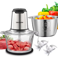 Liebe&Lecker Food Processor, Meat Grinder with 2 Bowls 8 Cup and 8 Cup, Food Chopper Electric Vegetable Chopper with 4 Large Sharp Blades for Fruits, Meat, Vegetables, Baby Food, Nuts, 2 Speed. - 7DAY'S
