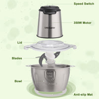 Liebe&Lecker Food Processor, Meat Grinder with 2 Bowls 8 Cup and 8 Cup, Food Chopper Electric Vegetable Chopper with 4 Large Sharp Blades for Fruits, Meat, Vegetables, Baby Food, Nuts, 2 Speed. - 7DAY'S