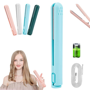 Life Sunny Mini Rechargeable Cordless Curling Iron - Dual Purpose for Short Hair (White) - 7DAY'S