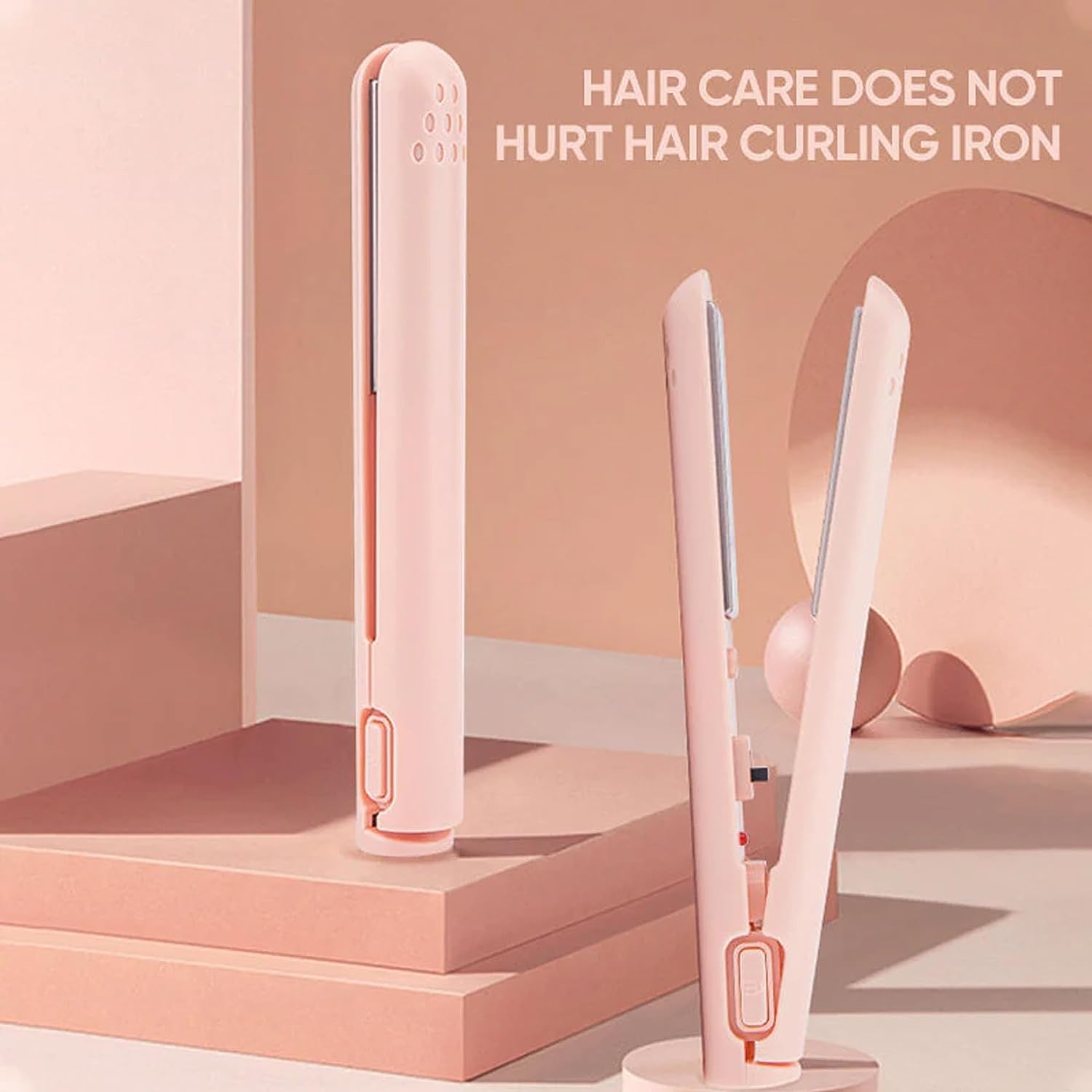 Life Sunny Mini Rechargeable Cordless Curling Iron - Dual Purpose for Short Hair (White) - 7DAY'S