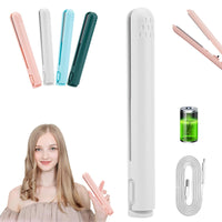 Life Sunny Mini Rechargeable Cordless Curling Iron - Dual Purpose for Short Hair (White) - 7DAY'S