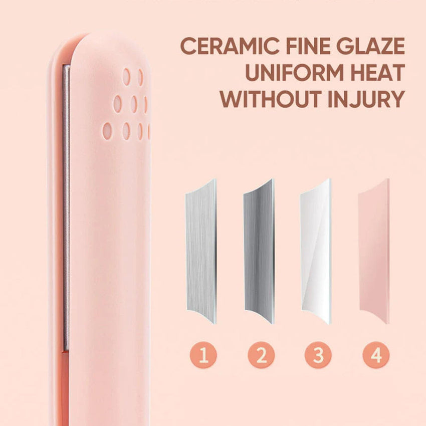 Life Sunny Mini Rechargeable Cordless Curling Iron - Dual Purpose for Short Hair (White) - 7DAY'S