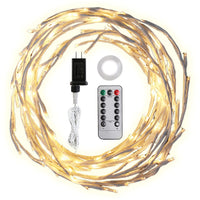 Lighted Birch Garland 7.87FT Lighted Twig Vine Lights 144LED Birch Garland with Lights String Light with Timer 8 Modes IP45 Waterproof for Christmas Fireplace Home Decoration - 7DAY'S