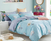 Lillian Blue/Yellow Floral 100% Cotton Reversible Comforter Set - 7DAY'S