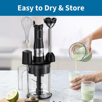 LINKChef 7 in 1 Immersion Blender Handheld, 800W Hand Blender Set, Scratch Resistant with 2 Titanium Steel Blades, 20 Speed and Turbo Mode, Includes Whisk, Milk Frother, Food Processor & Beaker - 7DAY'S