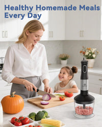 LINKChef 7 in 1 Immersion Blender Handheld, 800W Hand Blender Set, Scratch Resistant with 2 Titanium Steel Blades, 20 Speed and Turbo Mode, Includes Whisk, Milk Frother, Food Processor & Beaker - 7DAY'S