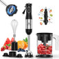 LINKChef 7 in 1 Immersion Blender Handheld, 800W Hand Blender Set, Scratch Resistant with 2 Titanium Steel Blades, 20 Speed and Turbo Mode, Includes Whisk, Milk Frother, Food Processor & Beaker - 7DAY'S