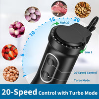 LINKChef 7 in 1 Immersion Blender Handheld, 800W Hand Blender Set, Scratch Resistant with 2 Titanium Steel Blades, 20 Speed and Turbo Mode, Includes Whisk, Milk Frother, Food Processor & Beaker - 7DAY'S