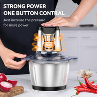 LINKChef Food Chopper, 8 Cup Food Processor Mini Electric, 2L 600W Meat Grinder with 4 Bi - Level Blades, Stainless Steel Mincer for Kitchen, Vegetable, Onion, Garlic, Salad, Baby Food, Fruit, Nuts - 7DAY'S