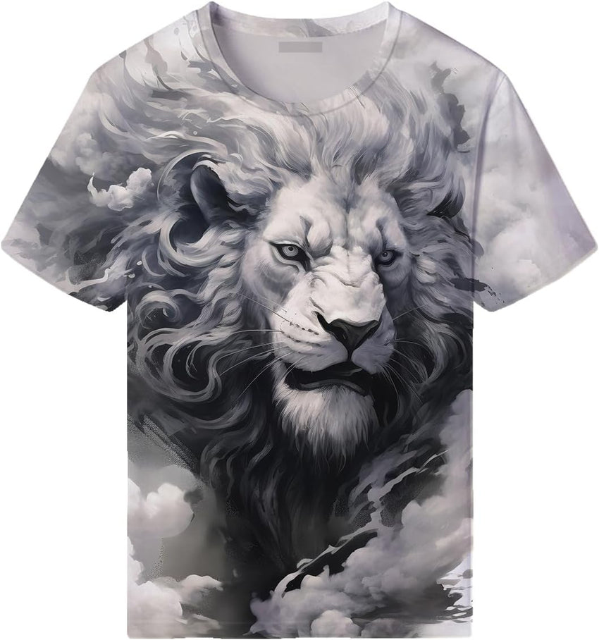 Lion Tshirt for Men 3D Printed Shirt Novelty Animal Lion Graphic T-Shirts Mens Tee Tops - 7DAY'S