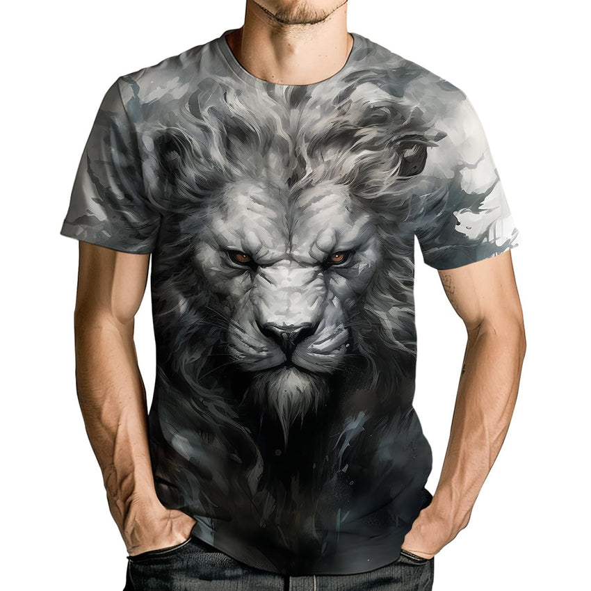 Lion Tshirt for Men 3D Printed Shirt Novelty Animal Lion Graphic T-Shirts Mens Tee Tops - 7DAY'S
