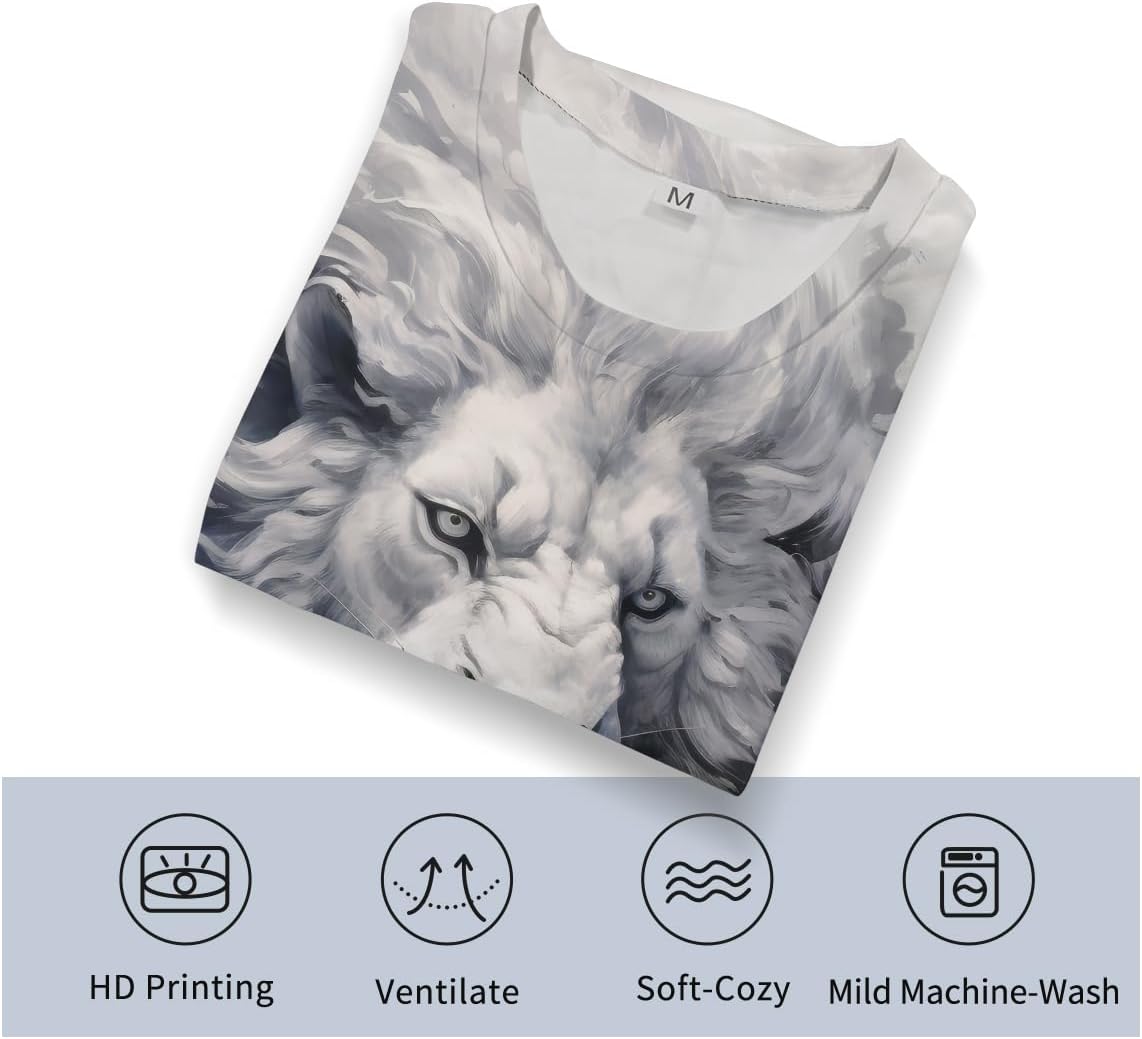 Lion Tshirt for Men 3D Printed Shirt Novelty Animal Lion Graphic T-Shirts Mens Tee Tops - 7DAY'S