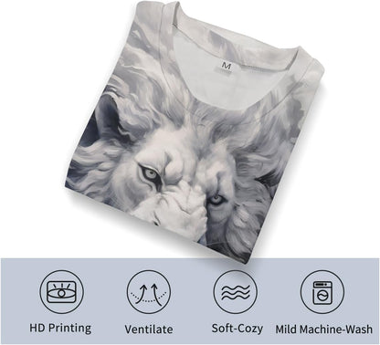 Lion Tshirt for Men 3D Printed Shirt Novelty Animal Lion Graphic T-Shirts Mens Tee Tops - 7DAY'S