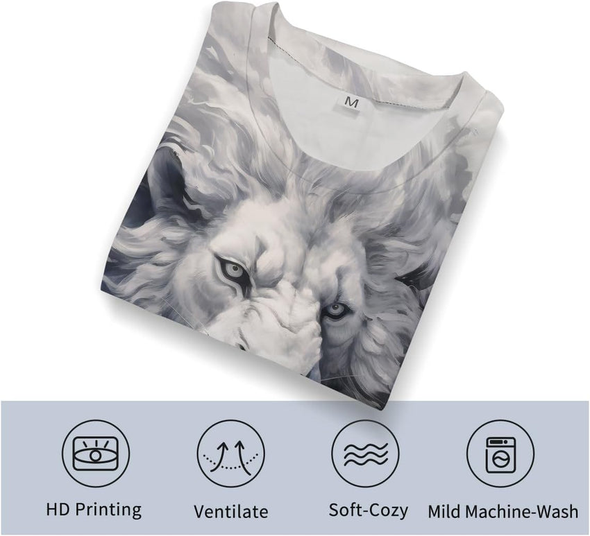 Lion Tshirt for Men 3D Printed Shirt Novelty Animal Lion Graphic T-Shirts Mens Tee Tops - 7DAY'S