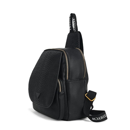 Litchi Print Black Shoulder Bag Casual Crossbody Bag - 7DAY'S