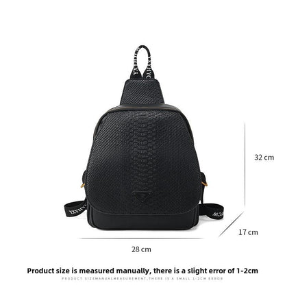 Litchi Print Black Shoulder Bag Casual Crossbody Bag - 7DAY'S
