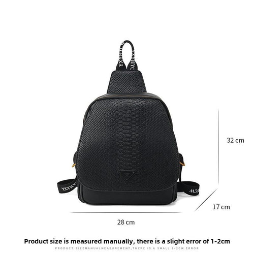 Litchi Print Black Shoulder Bag Casual Crossbody Bag - 7DAY'S