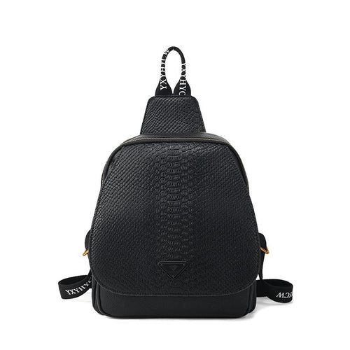 Litchi Print Black Shoulder Bag Casual Crossbody Bag