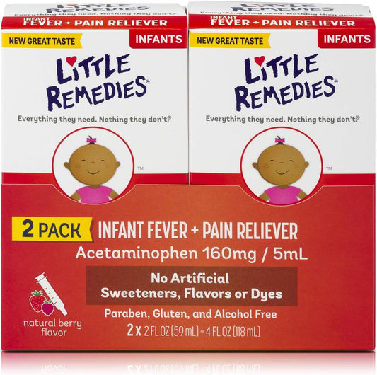Little Remedies Infant Fever & Pain Reliever, Natural Berry Flavor, 2 Fl Oz (Pack of 2) - 7DAY'S
