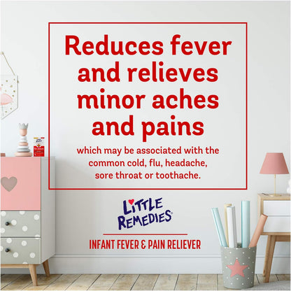 Little Remedies Infant Fever & Pain Reliever, Natural Berry Flavor, 2 Fl Oz (Pack of 2) - 7DAY'S