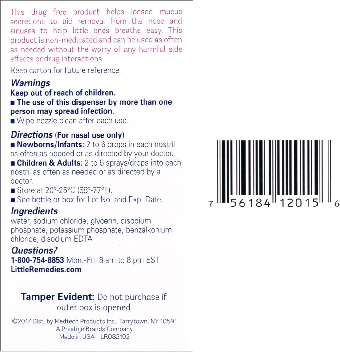 Little Remedies, Saline Nasal Spray and Saline Drops for Baby and Newborn, 0.5 Fl Oz, 3 Pack - 7DAY'S