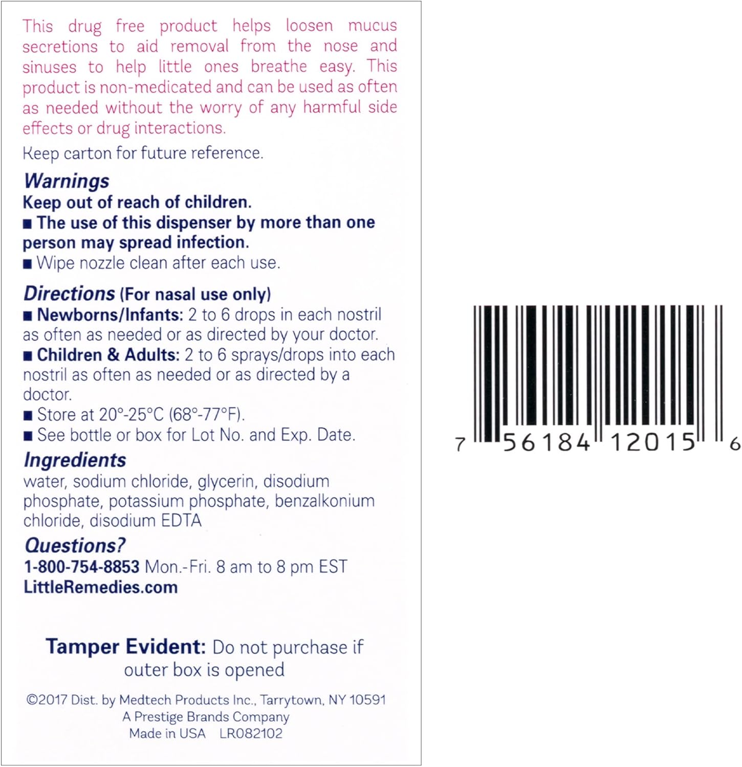 Little Remedies, Saline Nasal Spray and Saline Drops for Baby and Newborn, 0.5 Fl Oz, 3 Pack - 7DAY'S