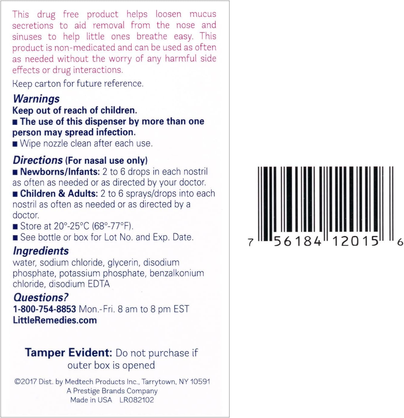 Little Remedies, Saline Nasal Spray and Saline Drops for Baby and Newborn, 0.5 Fl Oz, 3 Pack - 7DAY'S