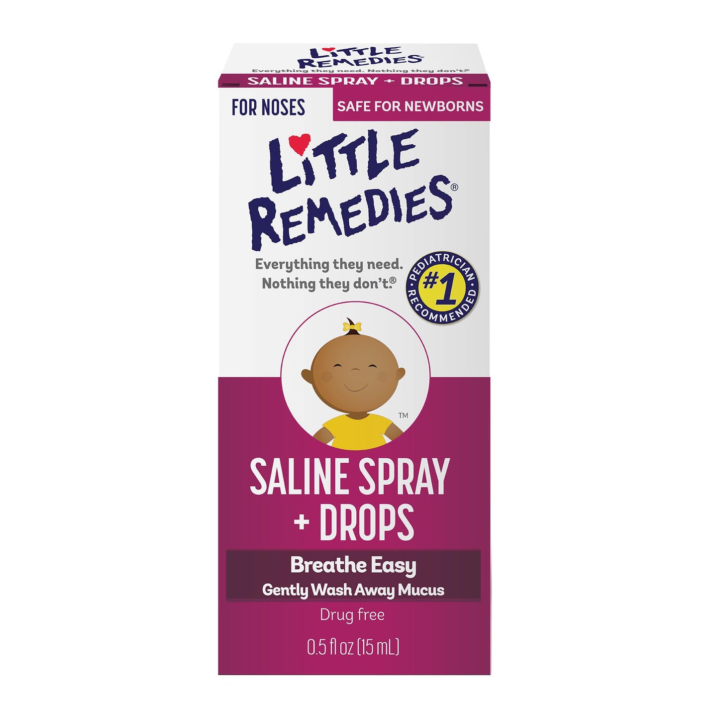 Little Remedies, Saline Nasal Spray and Saline Drops for Baby and Newborn, 0.5 Fl Oz, 3 Pack - 7DAY'S