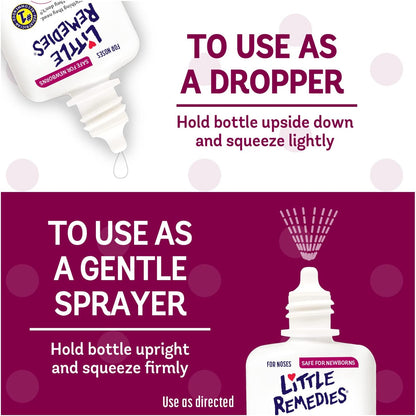Little Remedies, Saline Nasal Spray and Saline Drops for Baby and Newborn, 0.5 Fl Oz, 3 Pack - 7DAY'S