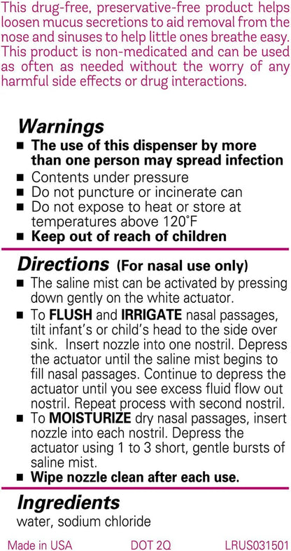 Little Remedies Sterile Saline Nasal Mist, Safe for Newborns, 3 oz - 7DAY'S