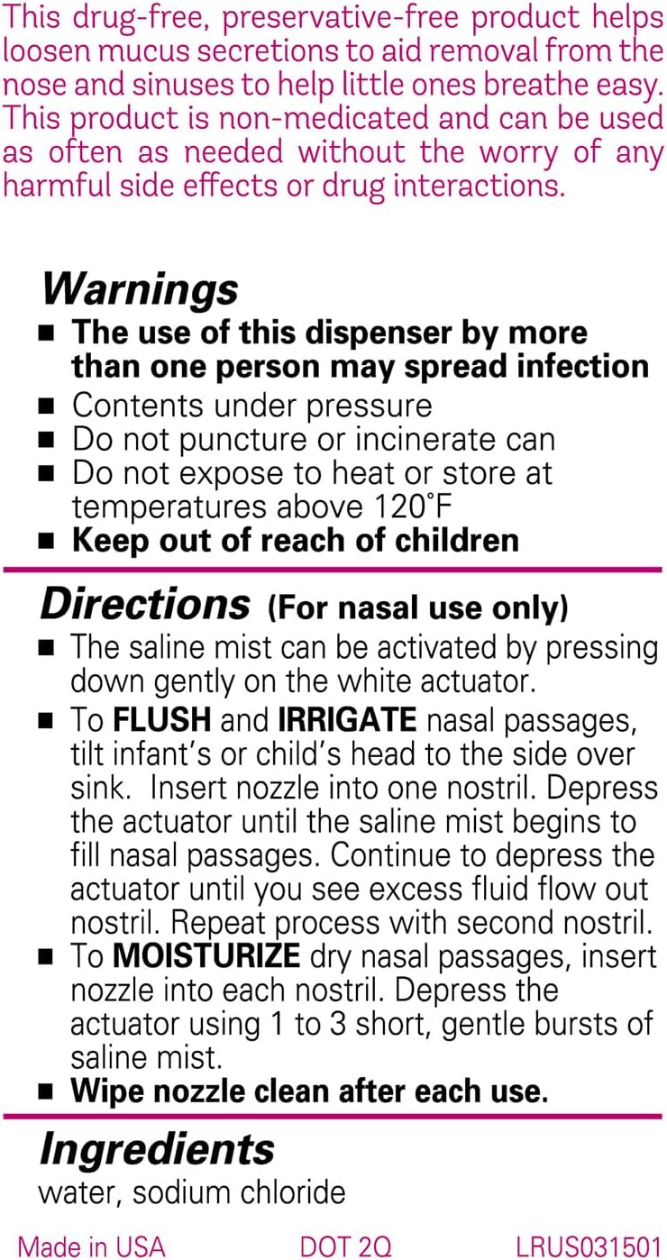 Little Remedies Sterile Saline Nasal Mist, Safe for Newborns, 3 oz - 7DAY'S