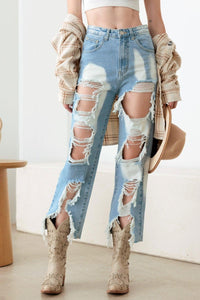 Litz La Frayed Cut Distressed Jeans - 7DAY'S