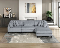 Living Room Furniture Corner Chair Gray Corduroy Upholstery 1pc Corner Wedge Soft Cushion Solid Wood Legs - 7DAY'S