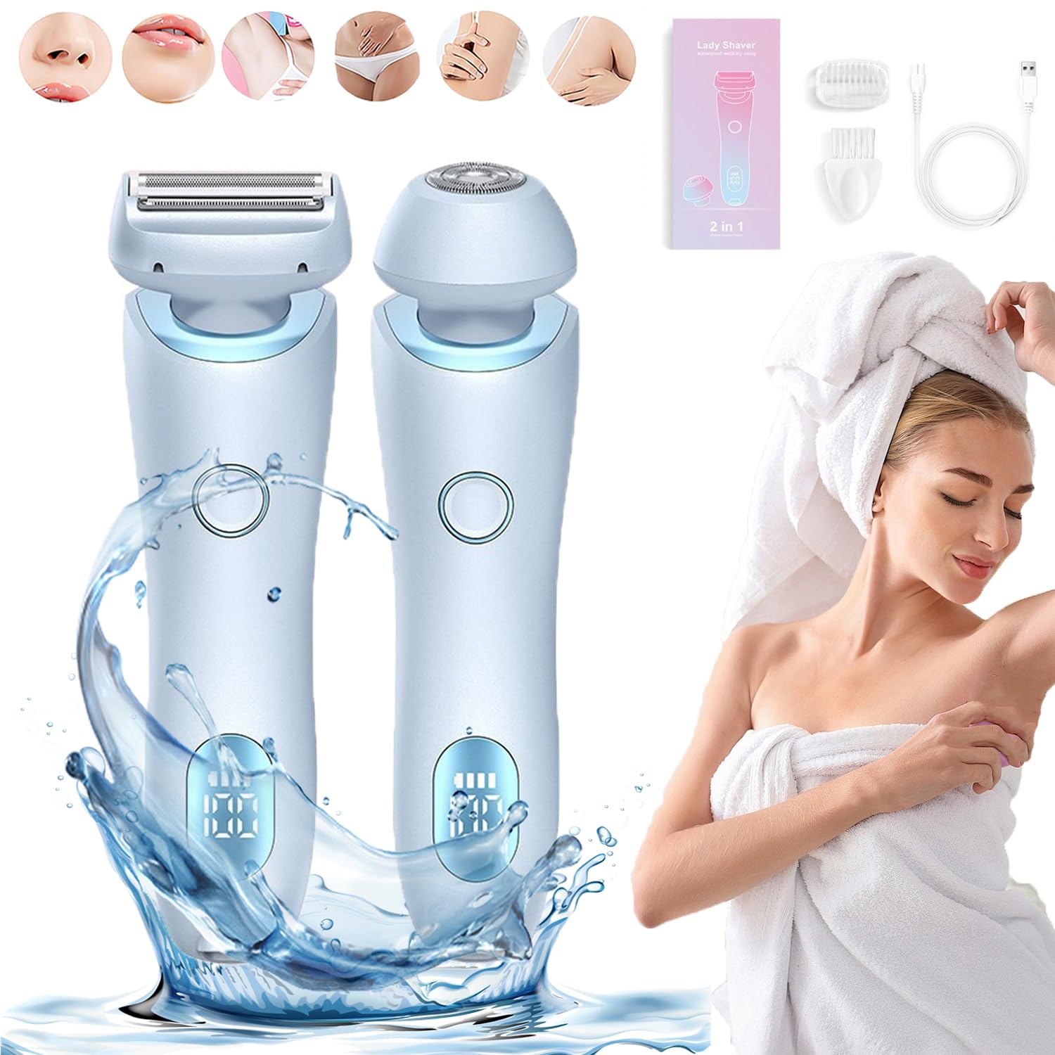 Livira Body Shaver Women, Vantique Shaver, Favorabler - D shaverfor Women, Comfort 2 in 1 Electric Lady Shavers, Electric Ladyshaver Waterproof womenWet - Dry Razor Rechargeable Hair (Pink) - 7DAY'S