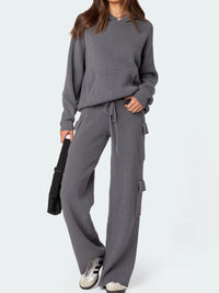 Long Sleeve Hooded Top and Pants Sweater Set - 7DAY'S