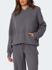 Long Sleeve Hooded Top and Pants Sweater Set - 7DAY'S